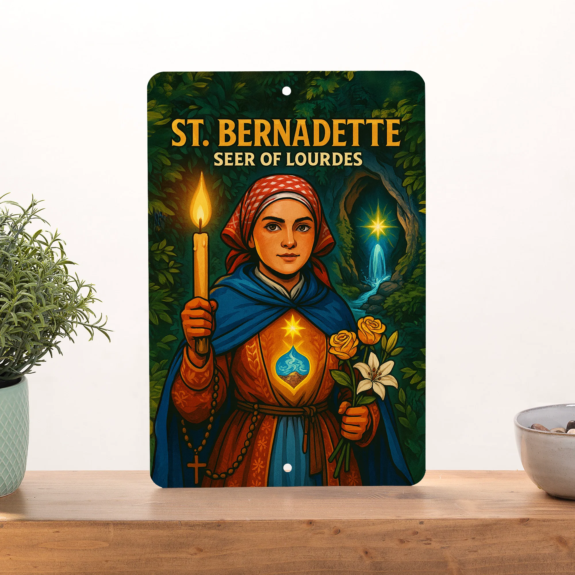 St. Bernadette Superhero Tin Sign - Image 3