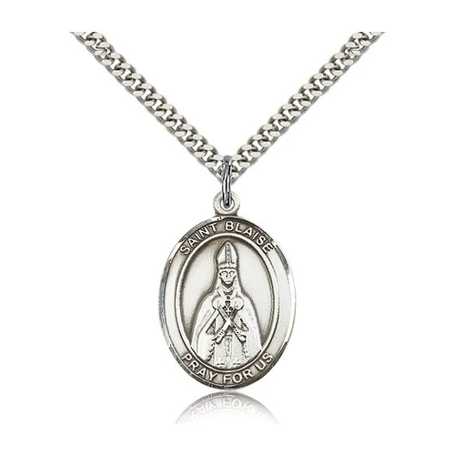 St. Blaise Pendant with Chain, Bliss, Sterling Silver