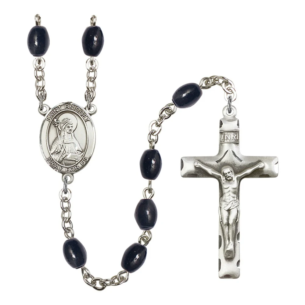 St. Bridget Of Sweden 8X6mm Black Onyx Rosary
