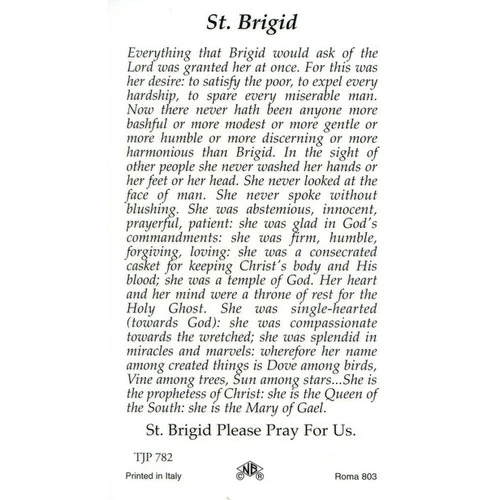 St. Brigid Patron Saint Prayer Card w/Medal - Image 2