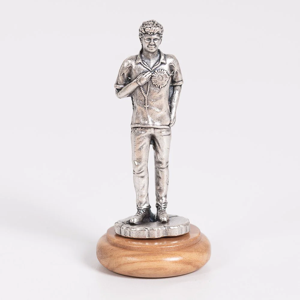 St. Carlo Acutis Figurine on Olivewood Base - 2.64"