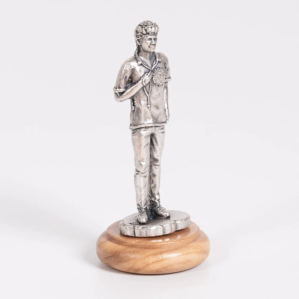 St. Carlo Acutis Figurine on Olivewood Base - 2.64" - Image 3