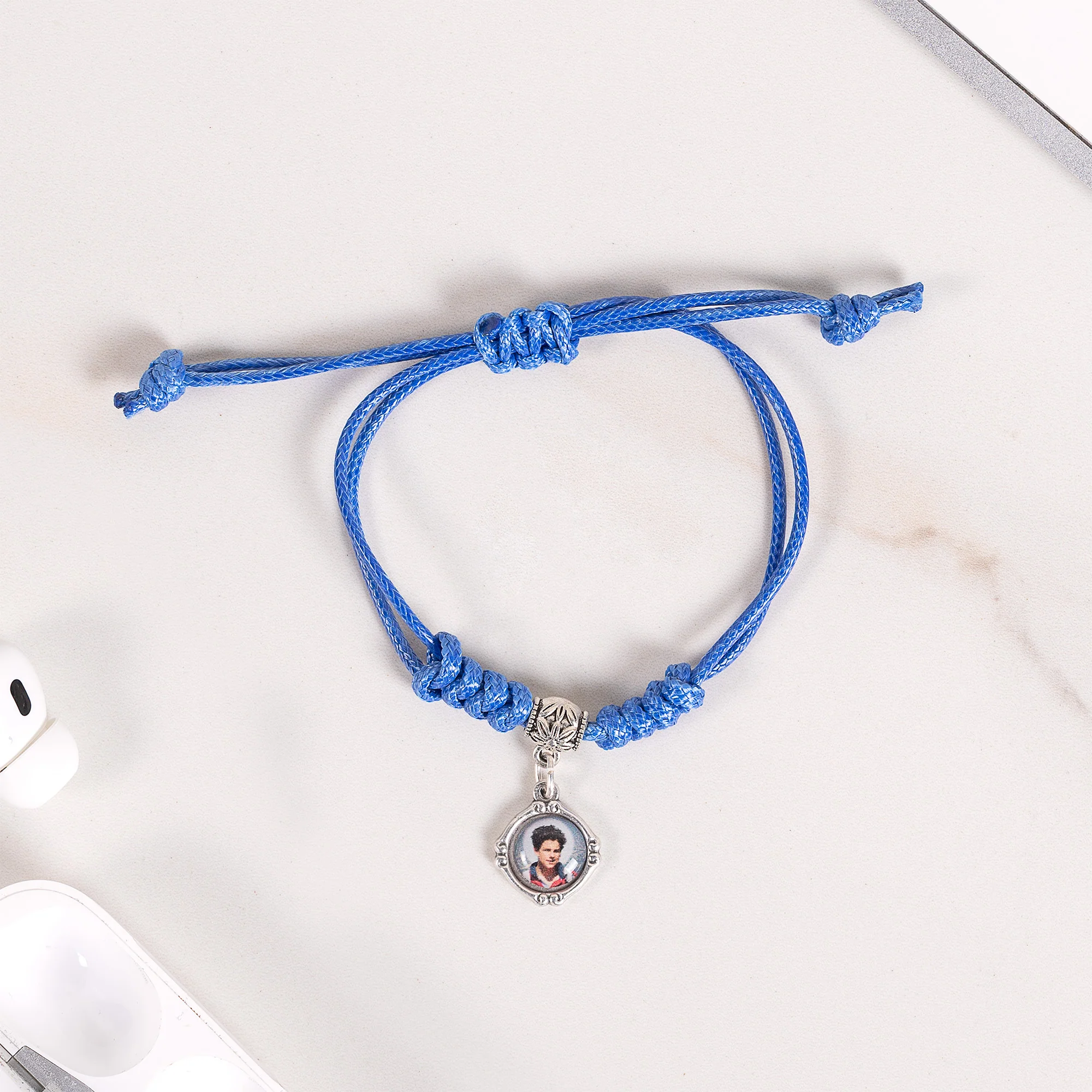 St. Carlo Acutis Picture Medal Corded Bracelet - Black or Blue - Image 5