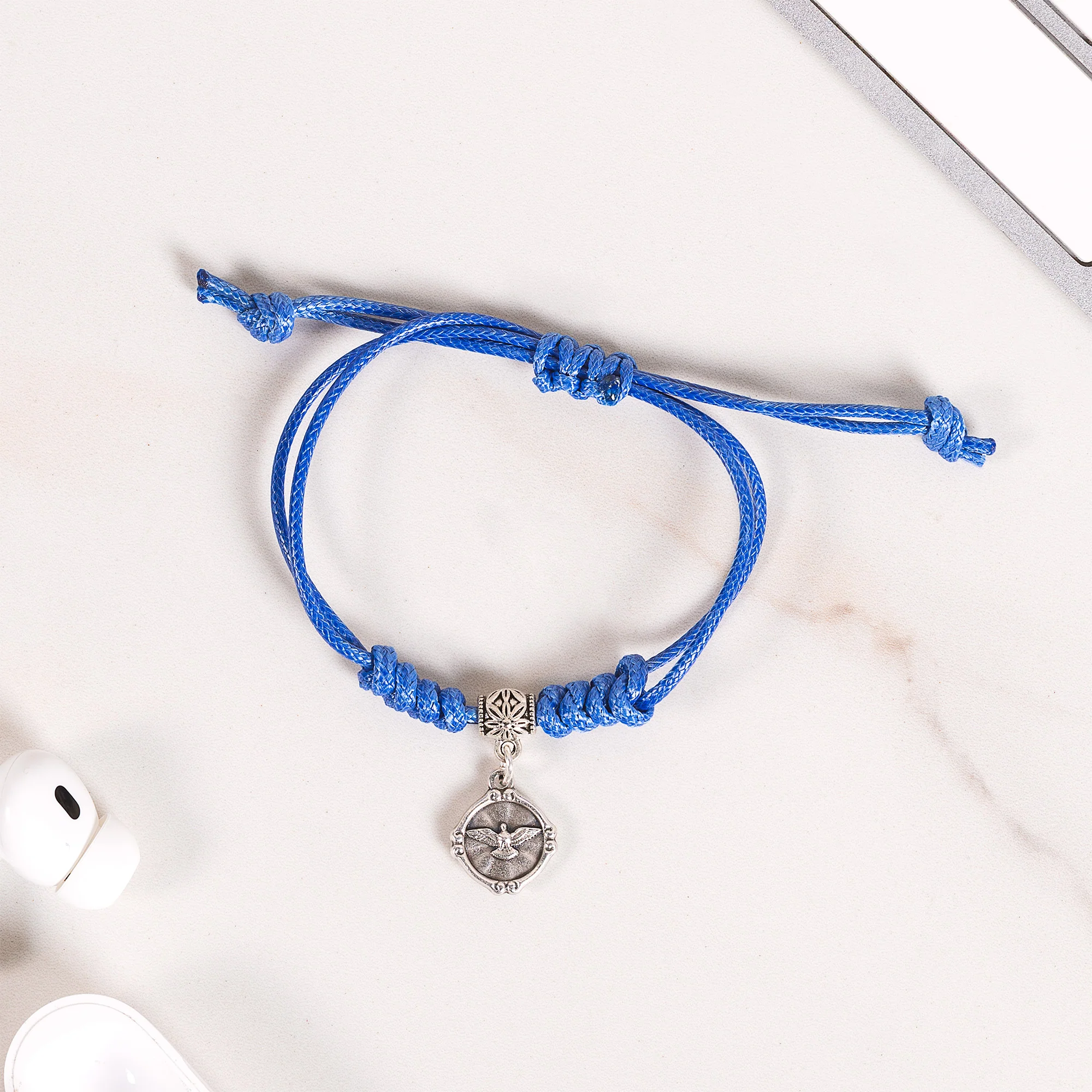 St. Carlo Acutis Picture Medal Corded Bracelet - Black or Blue - Image 6