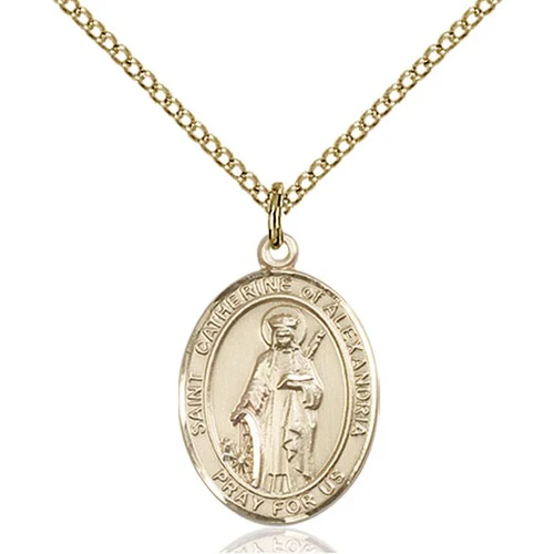 St. Catherine of Alexandria Pendant with Chain, Bliss, Gold Filled