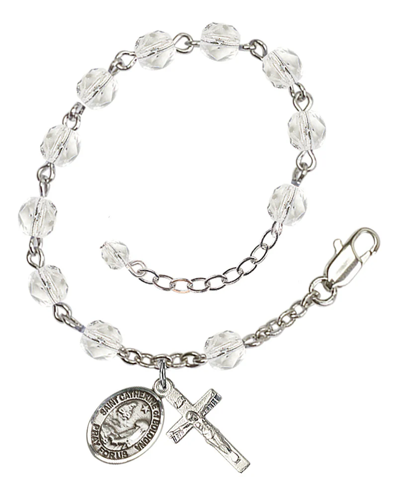 St. Catherine Of Bologna Crystal April Rosary Bracelet 6mm