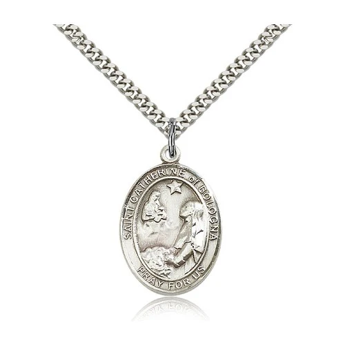 St. Catherine of Bologna Pendant with Chain, Bliss, Sterling Silver