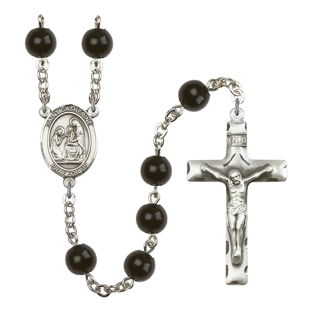 St. Catherine Of Siena 7mm Black Onyx Rosary