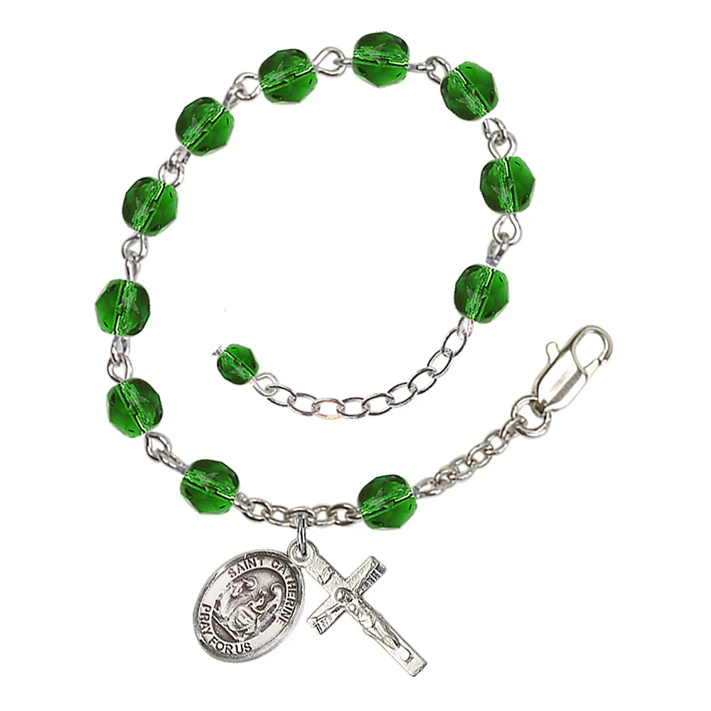 St. Catherine of Siena Crystal Birthstone Rosary Bracelet - Multiple Birthstones