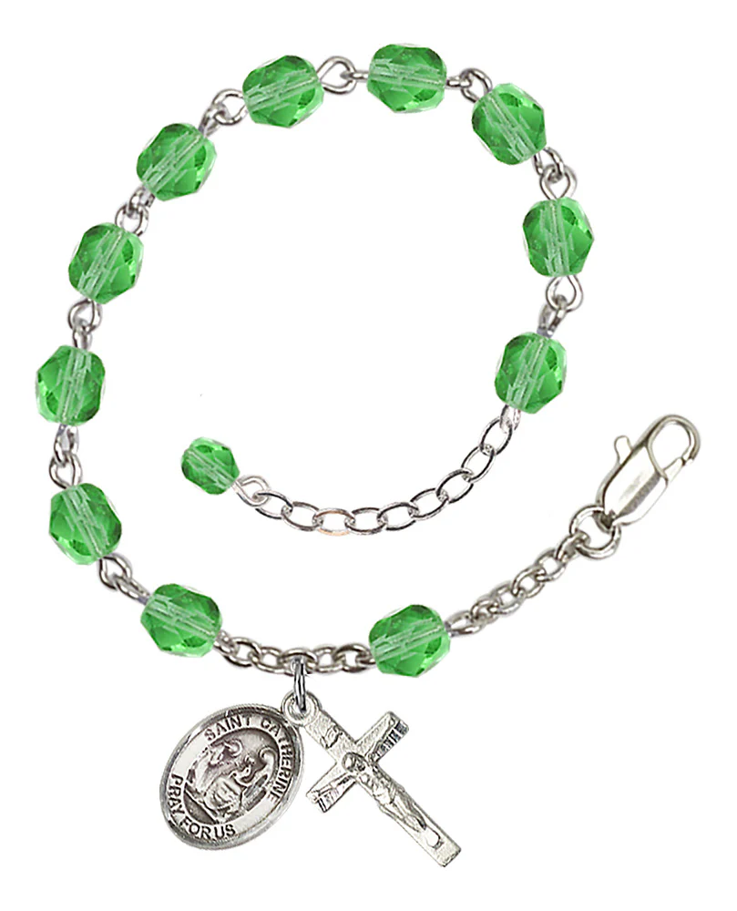 St. Catherine of Siena Crystal Birthstone Rosary Bracelet - Multiple Birthstones - Image 8