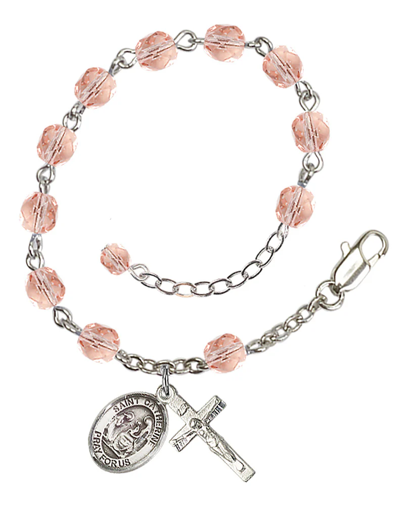 St. Catherine of Siena Crystal Birthstone Rosary Bracelet - Multiple Birthstones - Image 9