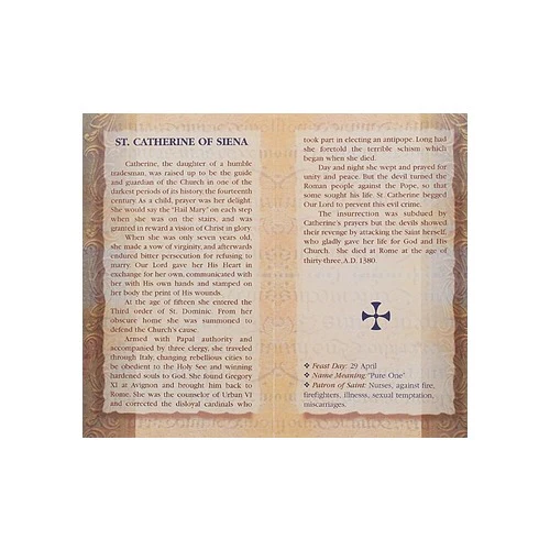 St. Catherine of Siena - Mini Lives of the Saints Folded Prayer Card - Image 2