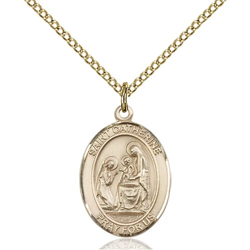 St. Catherine of Siena Pendant with Chain, Bliss, Gold Filled