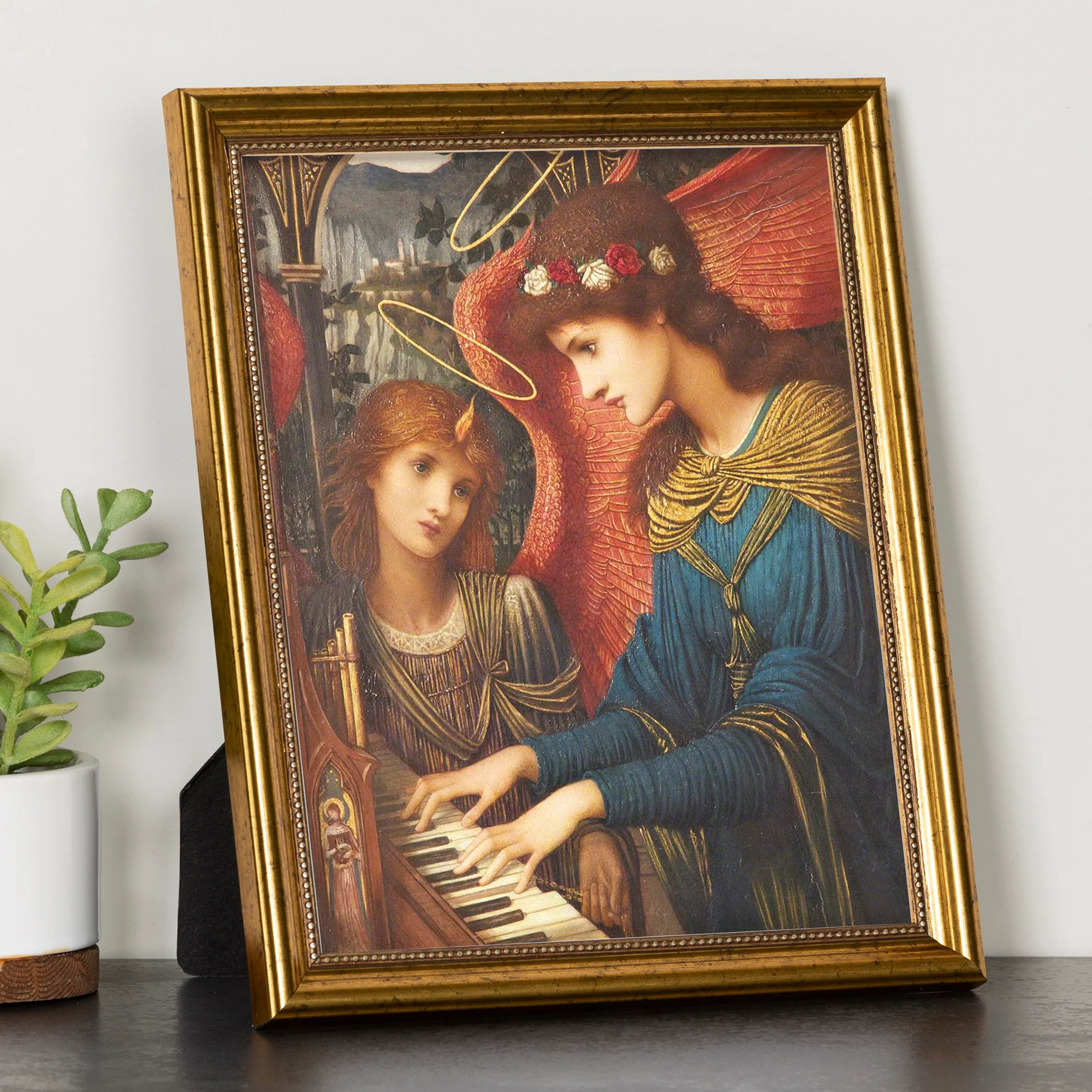 St. Cecilia & Angel Antique Gold Framed Print - 8" x 10" - Image 2
