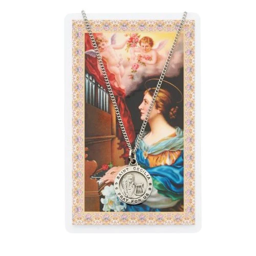 St. Cecilia Patron Saint Prayer Card w/Medal