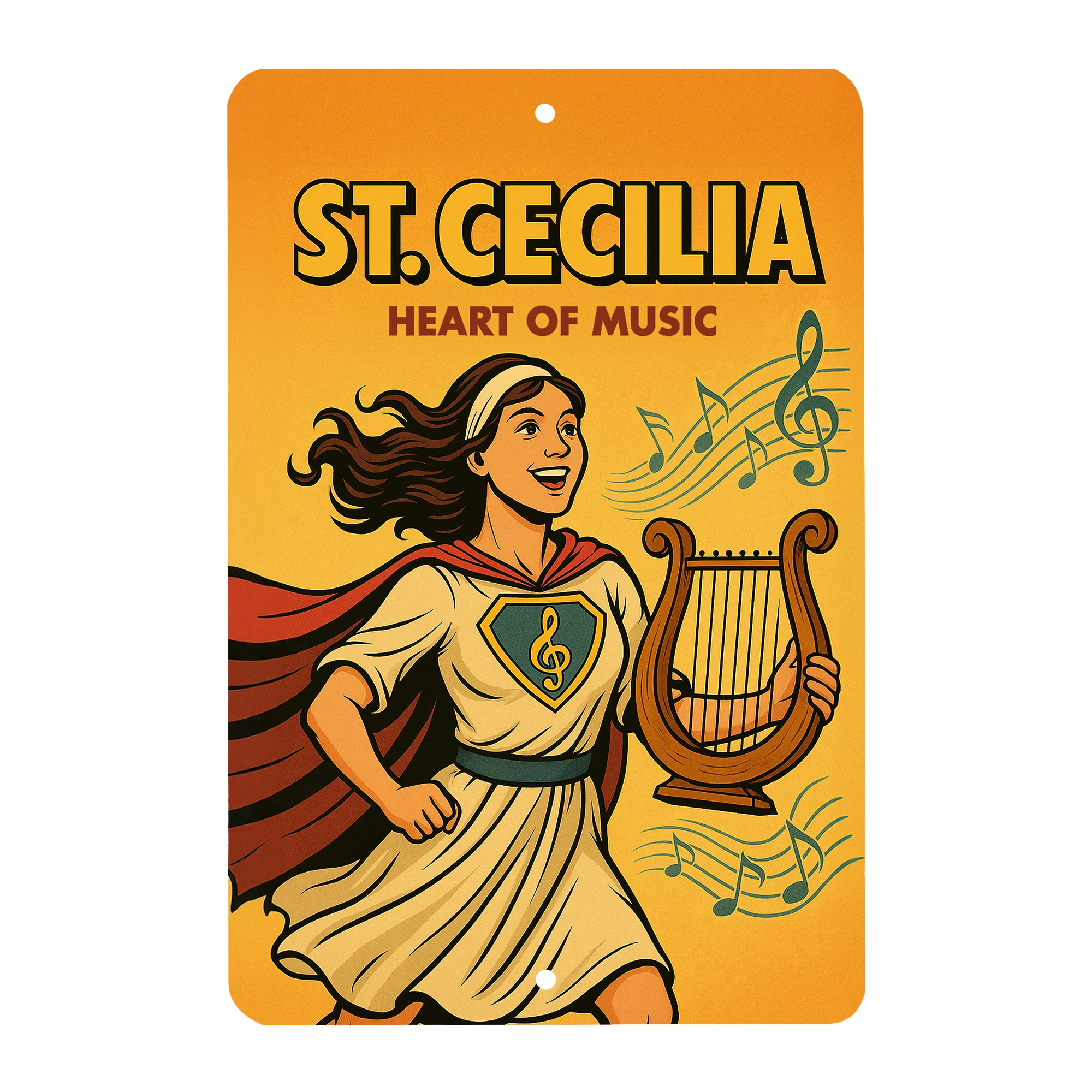 St. Cecilia Superhero Tin Sign - Image 2