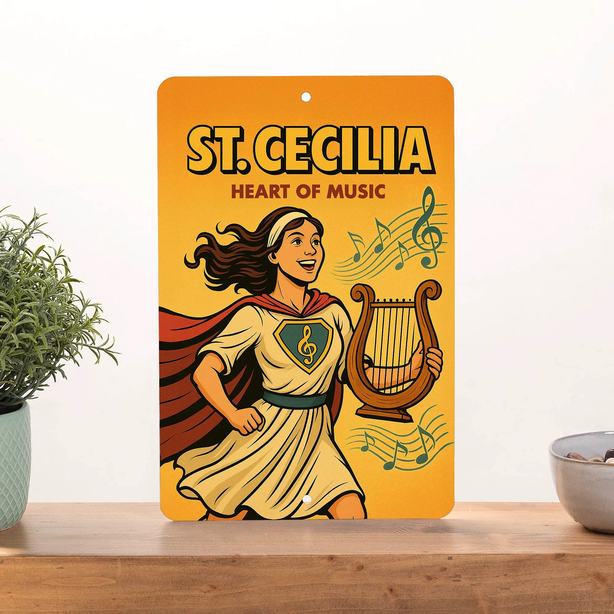 St. Cecilia Superhero Tin Sign - Image 3