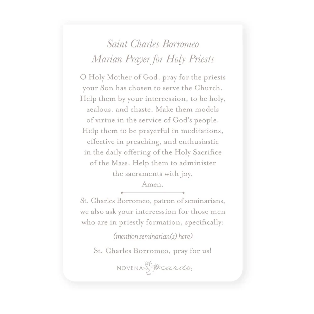 St. Charles Borromeo Patron of Seminarians Prayer Card - Image 2