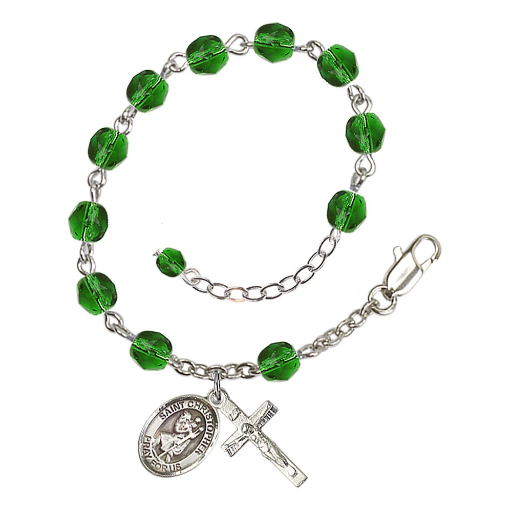 St. Christopher Crystal Birthstone Rosary Bracelet - Multiple Birthstones - Image 2