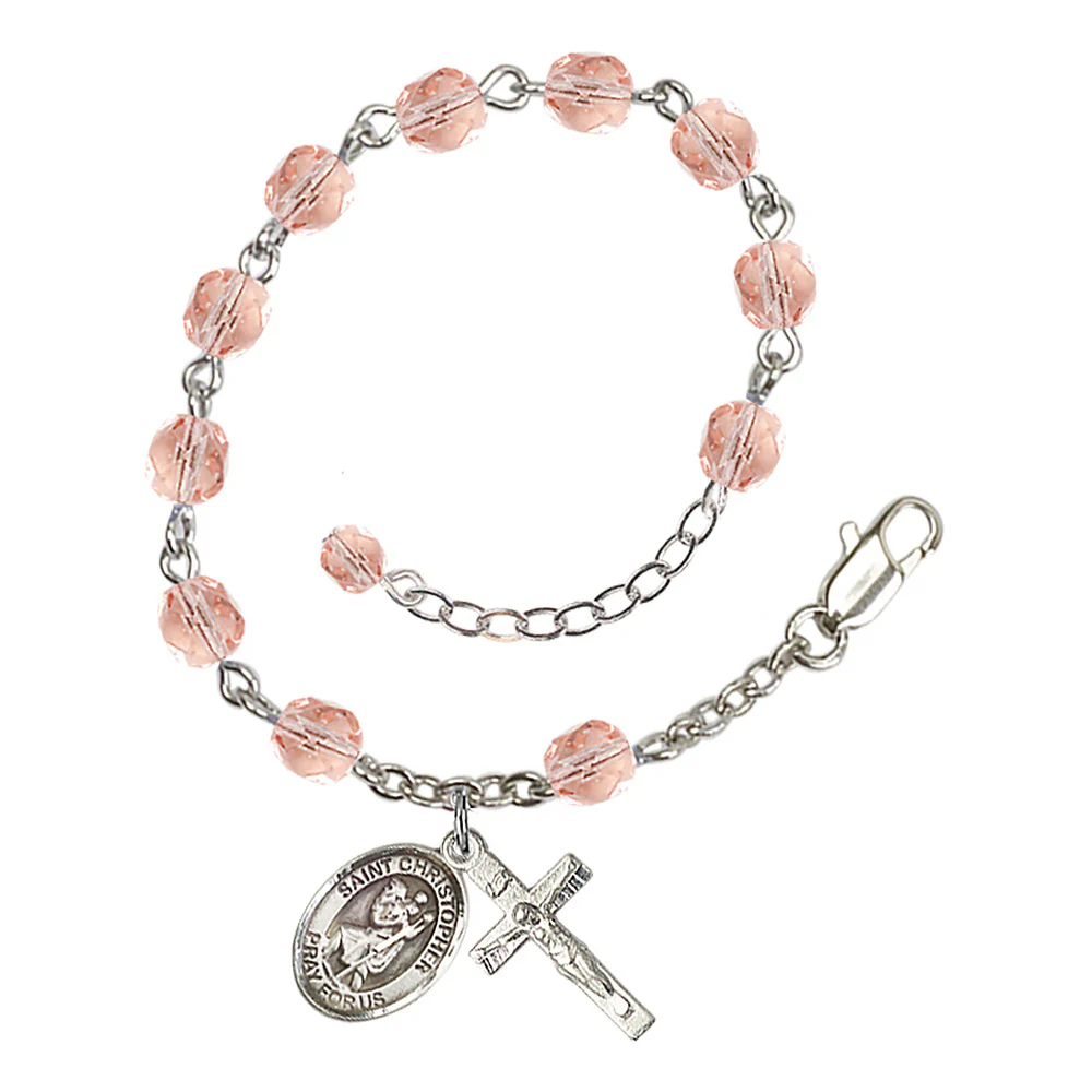 St. Christopher Crystal Birthstone Rosary Bracelet - Multiple Birthstones - Image 3
