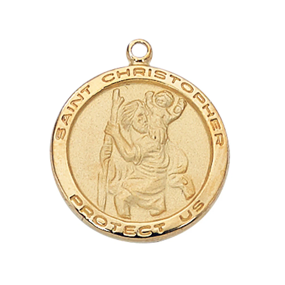 Gold Over Sterling Silver St. Christopher Medal Necklace - 18"
