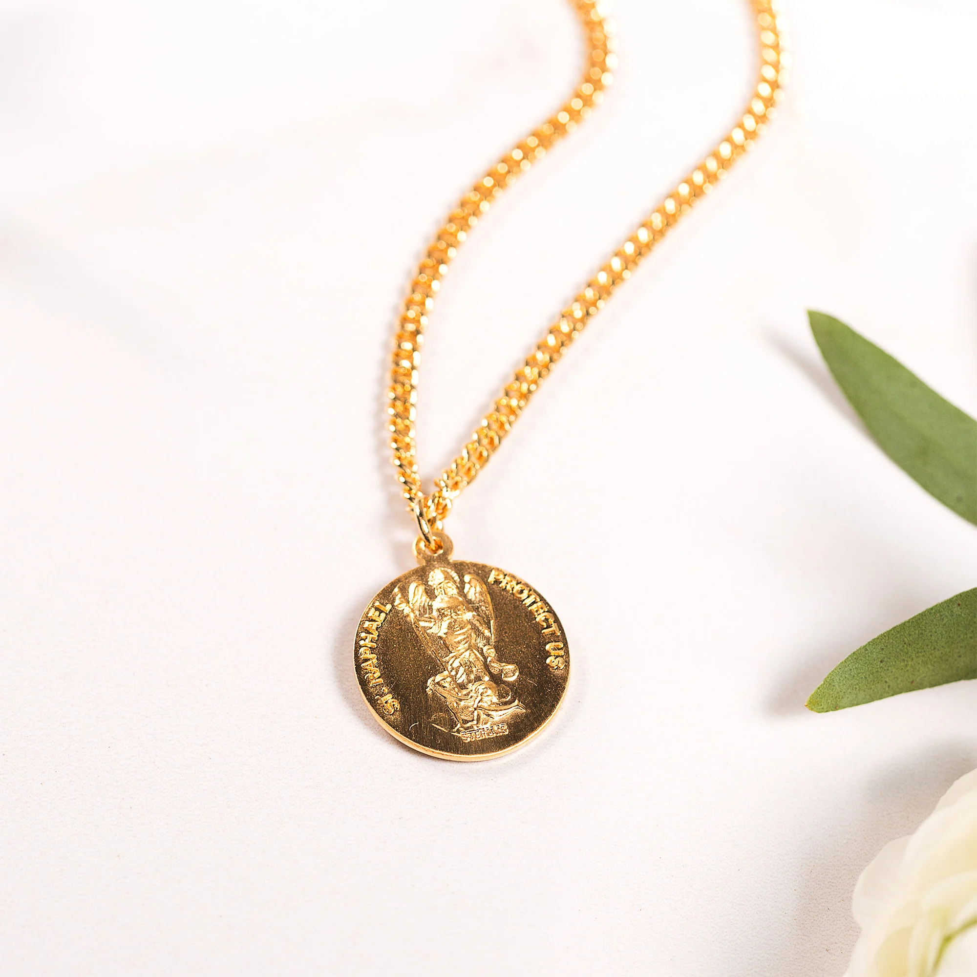 St. Christopher & Raphael Traveler's Protection Necklace - Gold or Silver - Image 4