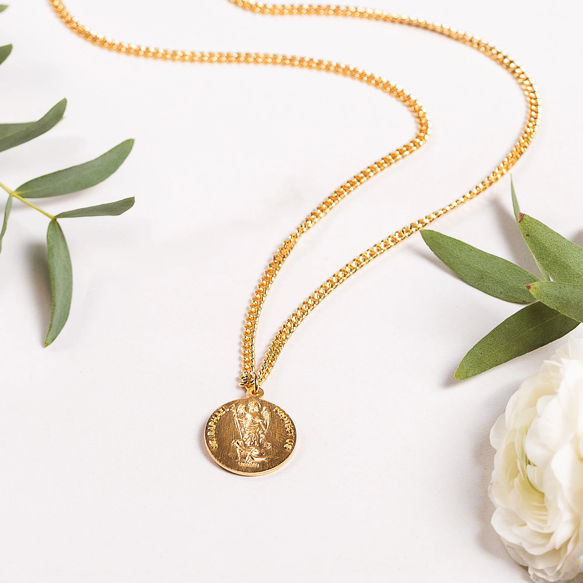 St. Christopher & Raphael Traveler's Protection Necklace - Gold or Silver - Image 5