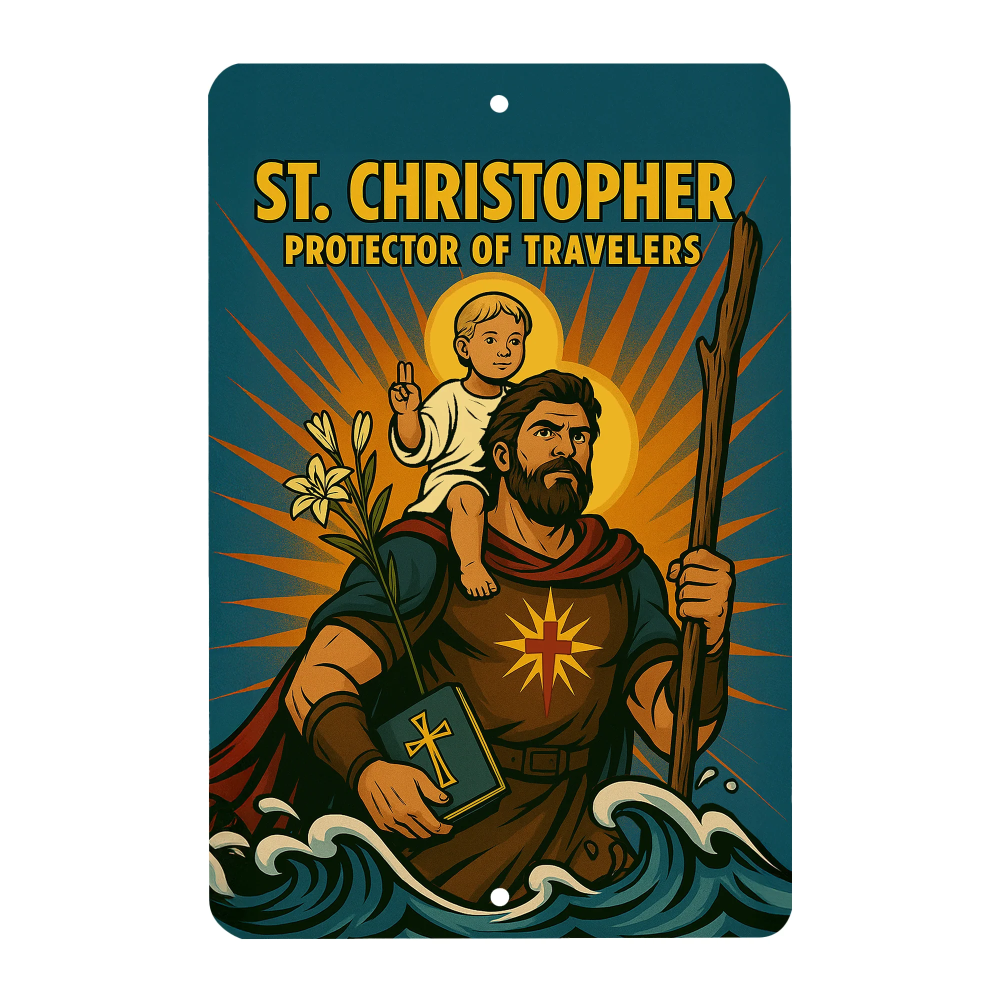 St. Christopher Superhero Tin Sign - Image 2
