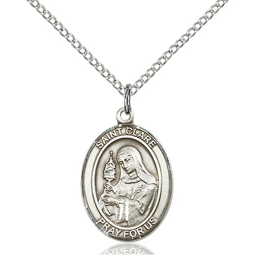 St. Clare of Assisi Pendant, Bliss, Sterling Silver