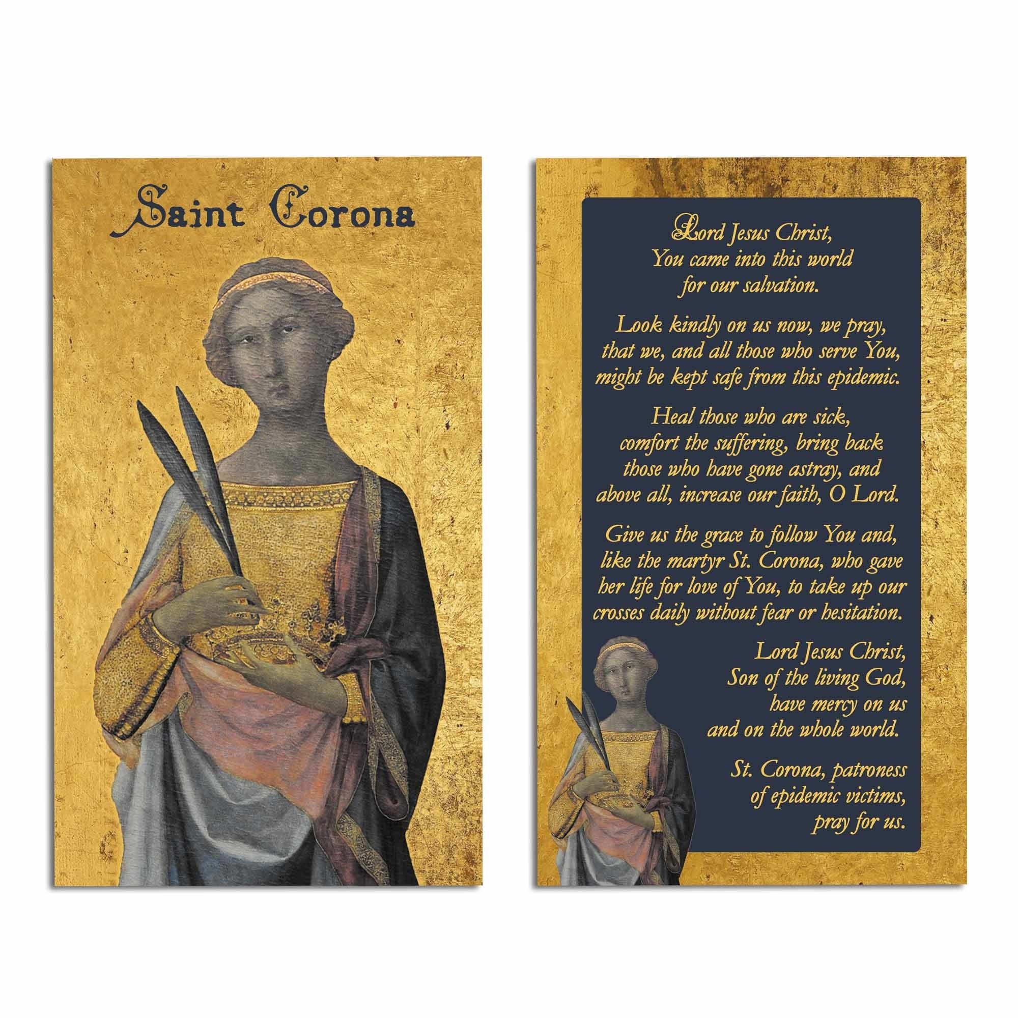 St. Corona Prayer Card - Patroness of Epidemic Victims - Image 2