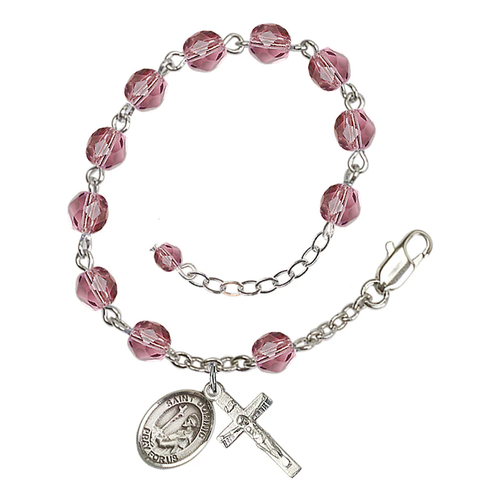 St. Dominic de Guzman Crystal Birthstone Rosary Bracelet - Multiple Birthstones