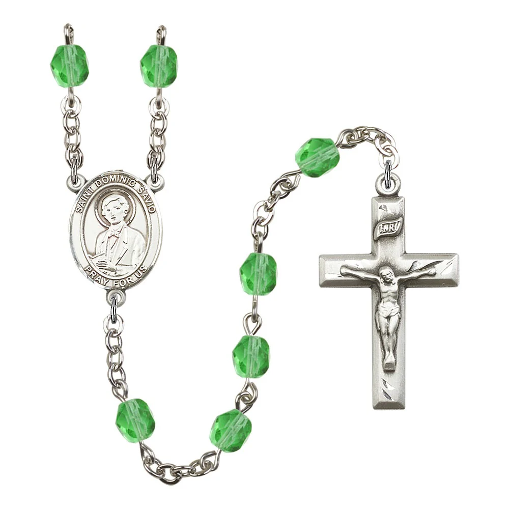 St. Dominic Savio Green August Rosary 6mm