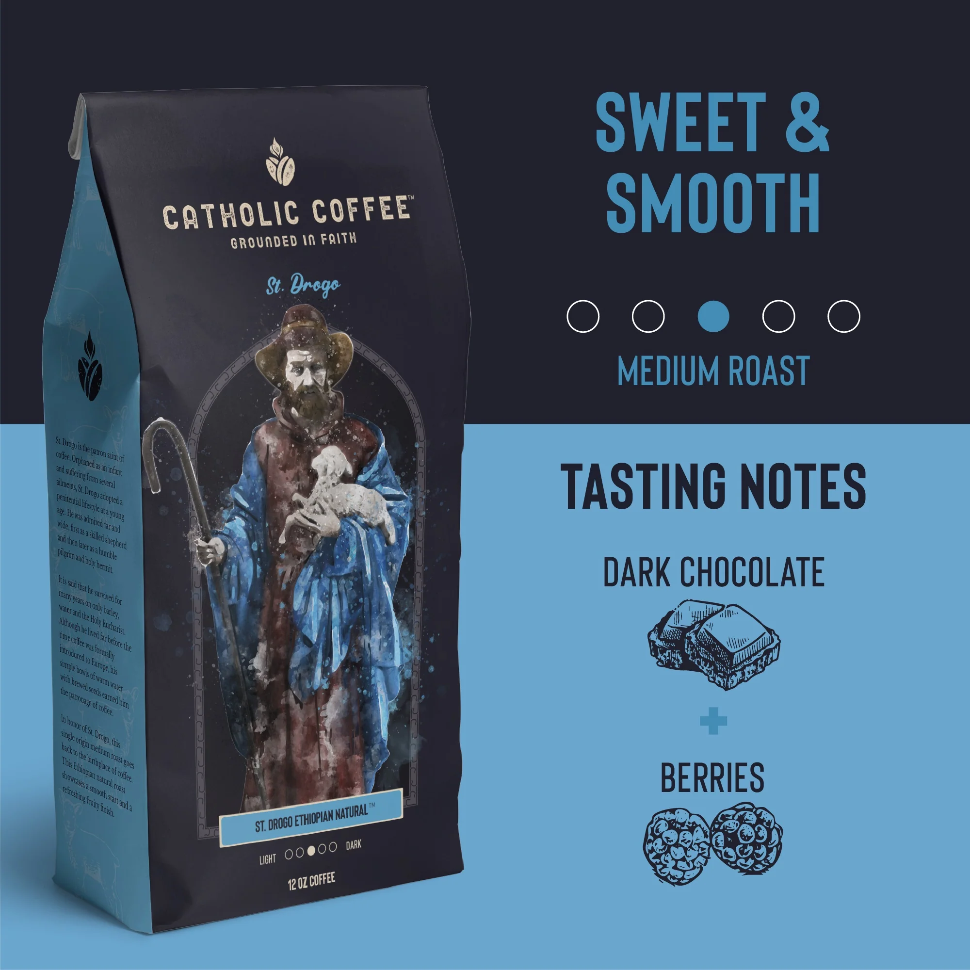 St. Drogo Ethiopian Medium Roast Coffee - 12 oz. Bag - Image 2