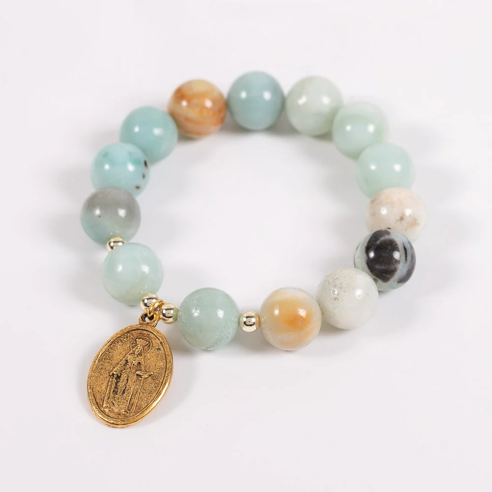 St. Dymphna Amazonite Gemstone Bracelet - Image 3