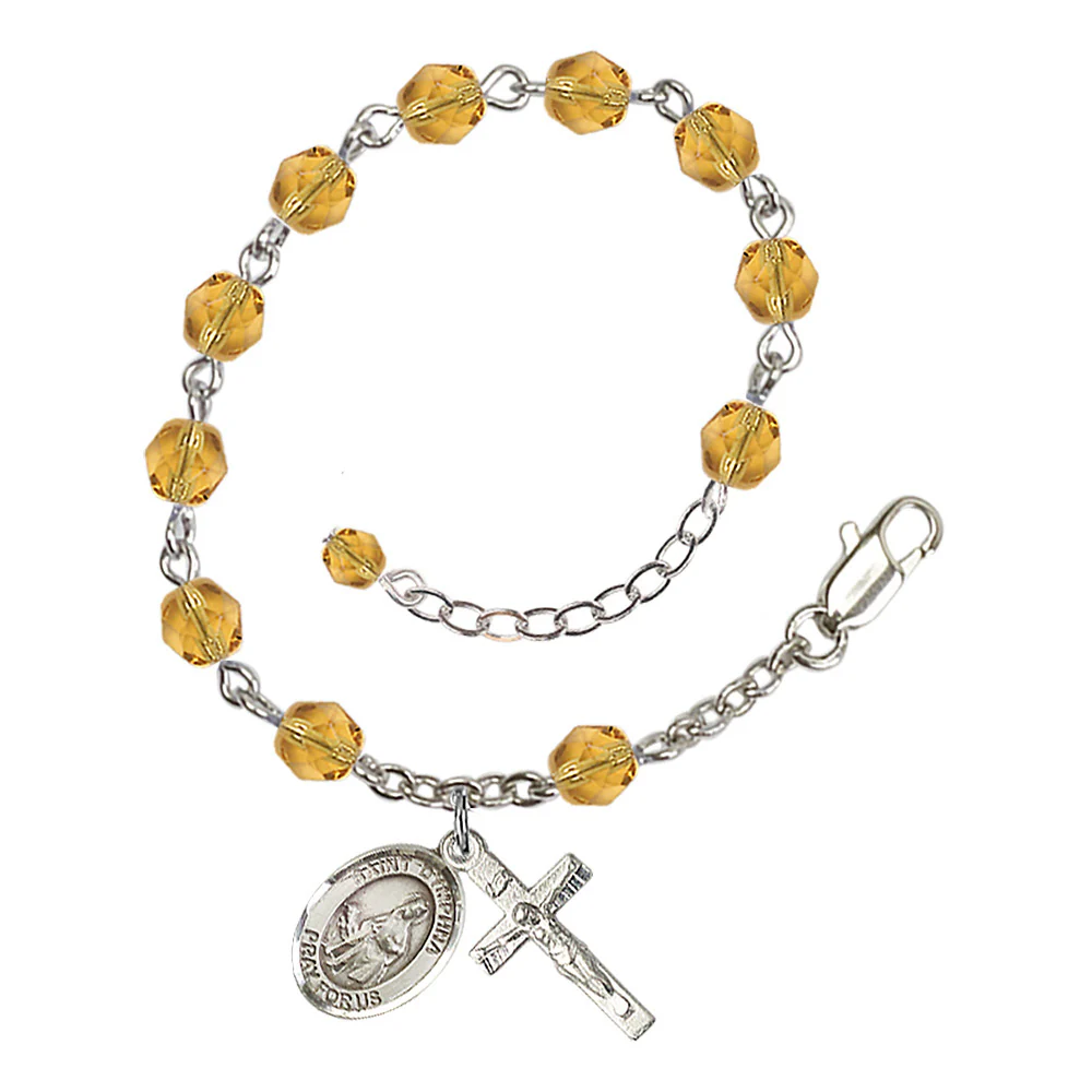 St. Dymphna Crystal Birthstone Rosary Bracelet - Multiple Birthstones - Image 2