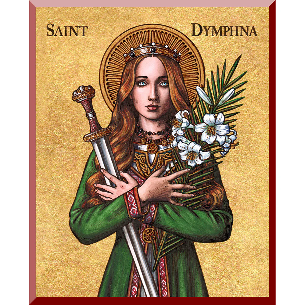 St. Dymphna Modern Icon Plaque - 5" x 7"