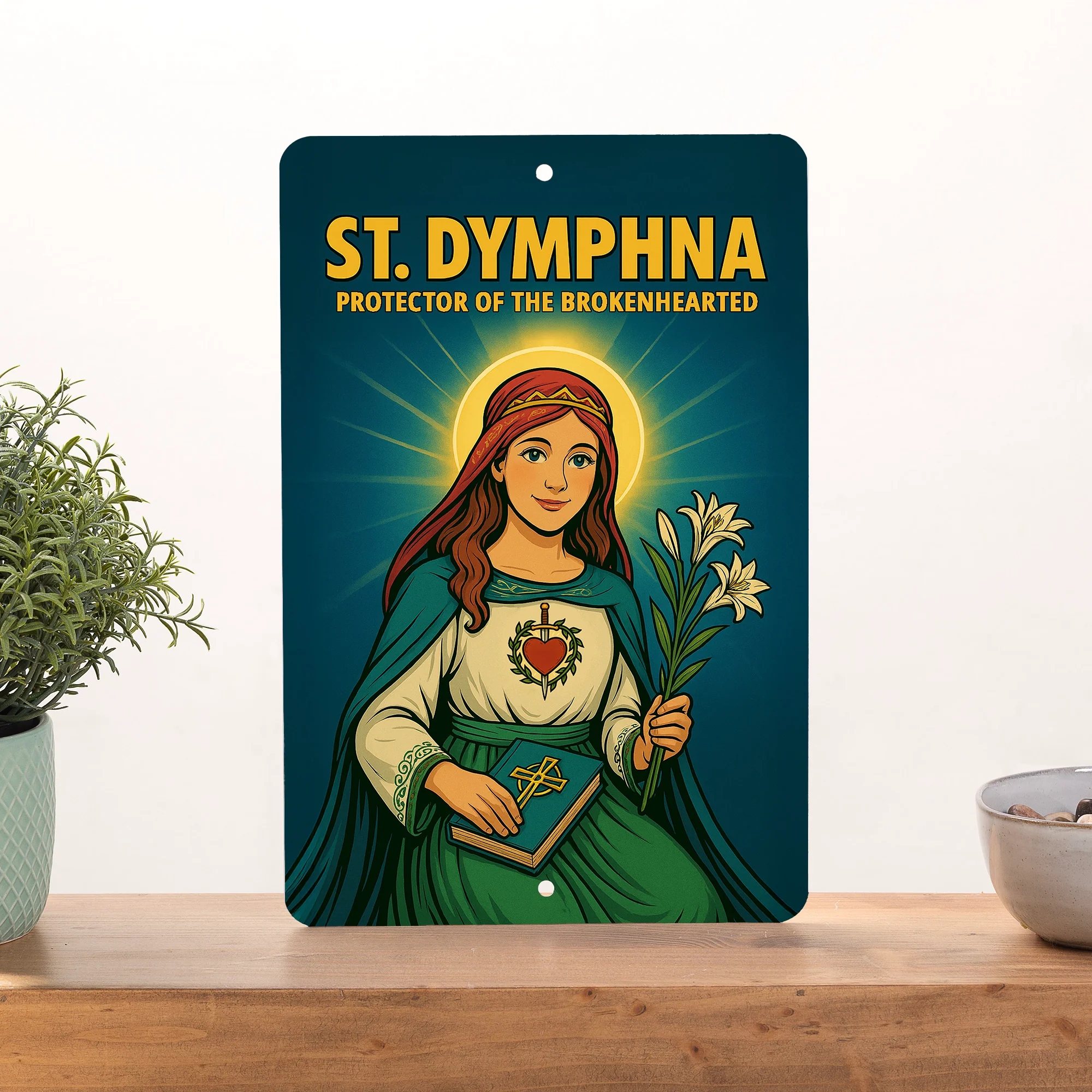 St. Dymphna Superhero Tin Sign - Image 3