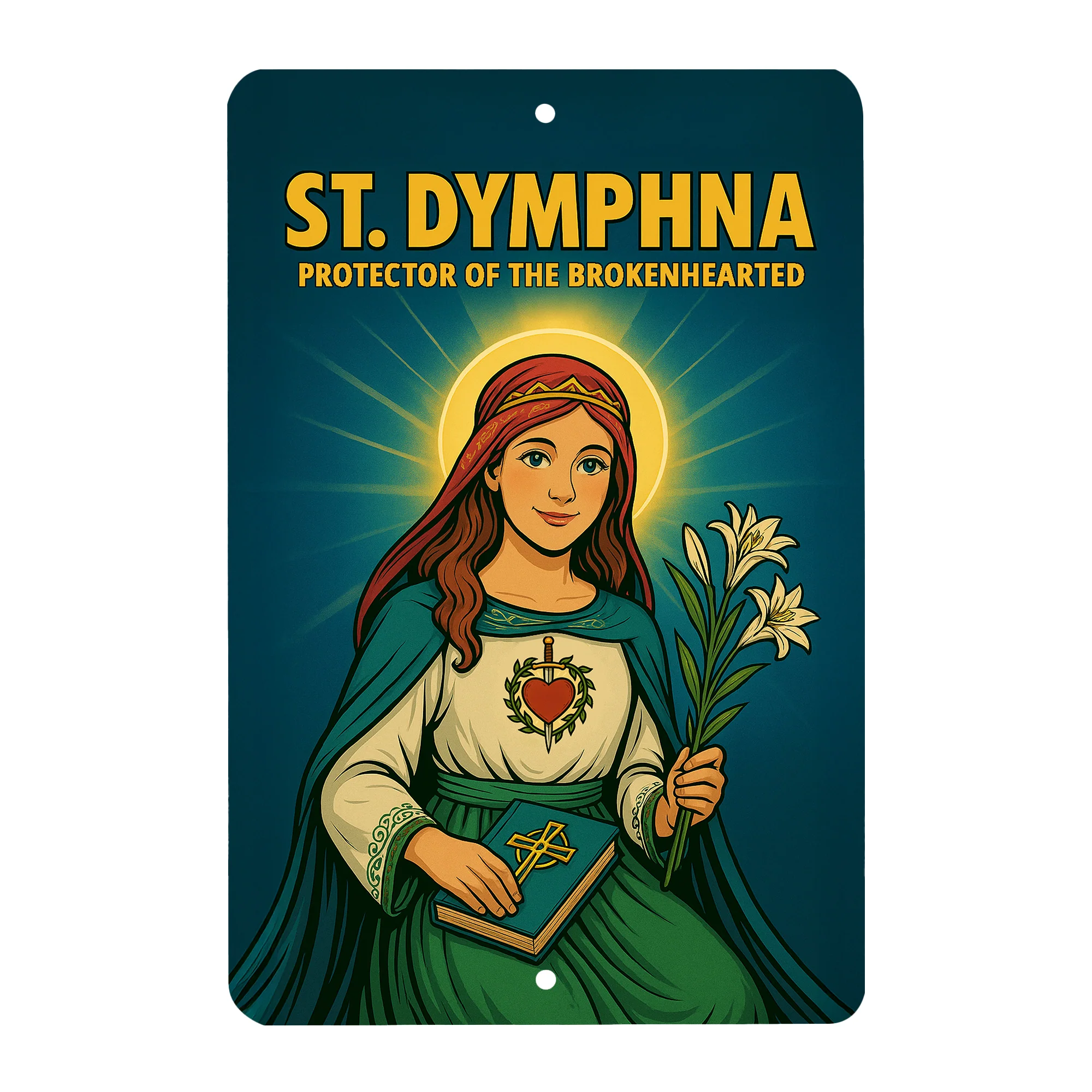 St. Dymphna Superhero Tin Sign - Image 4