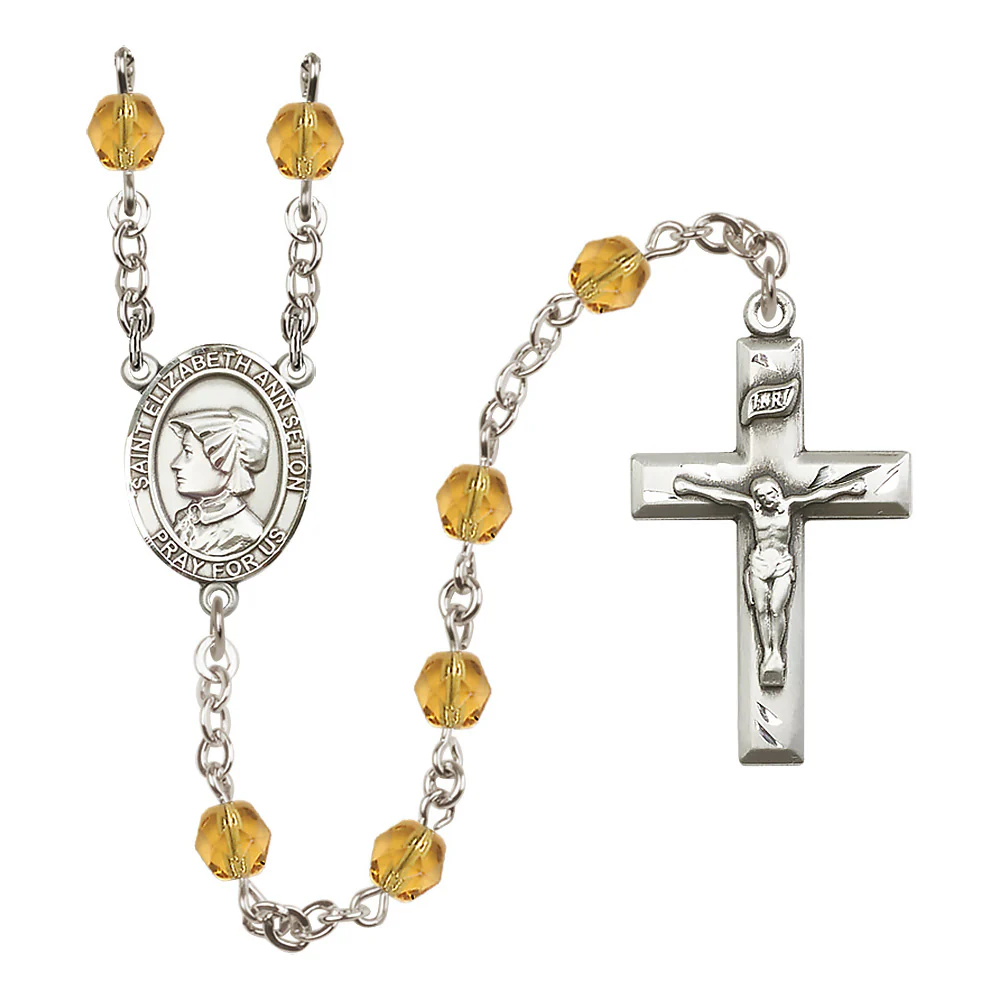 St. Elizabeth Ann Seton Crystal Birthstone Rosary - Multiple Birthstones - Image 8