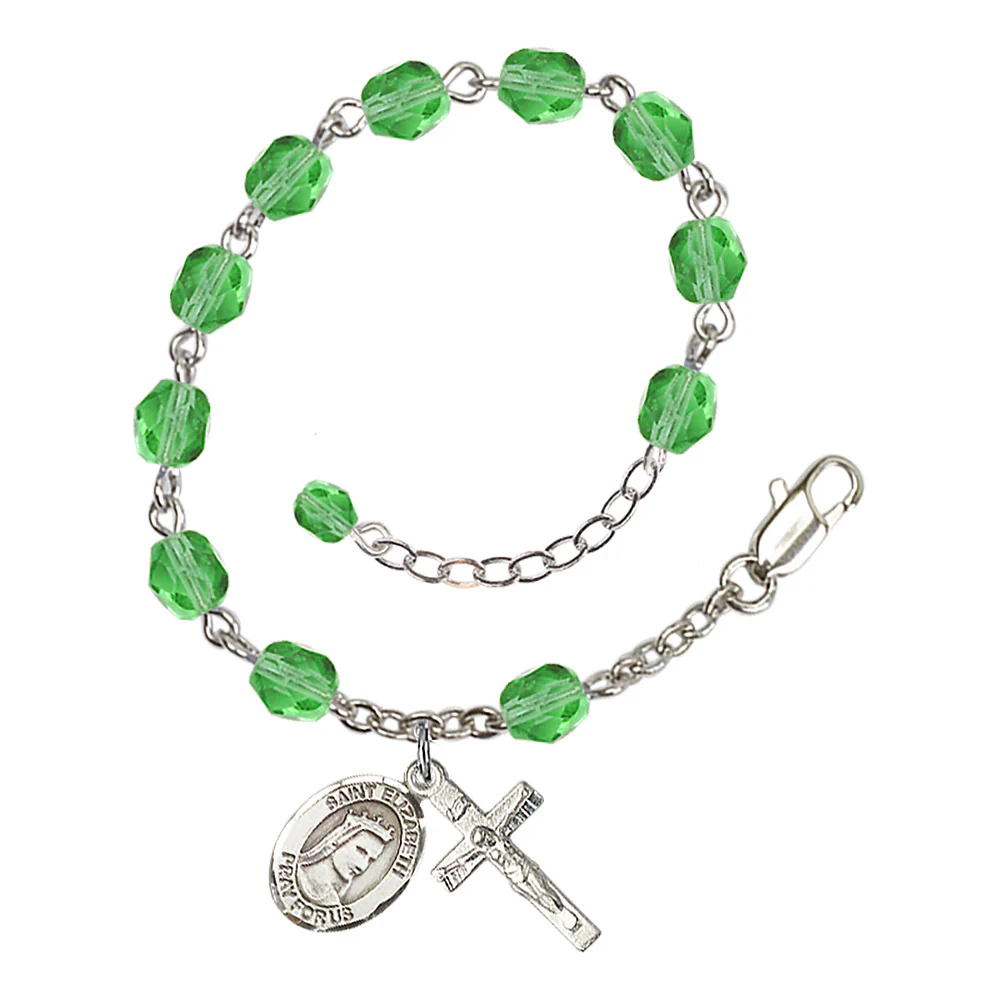 St. Elizabeth of Hungary Crystal Birthstone Rosary Bracelet - Multiple Birthstones - Image 2