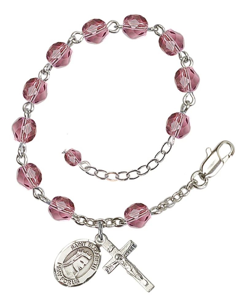 St. Elizabeth of Hungary Crystal Birthstone Rosary Bracelet - Multiple Birthstones - Image 5