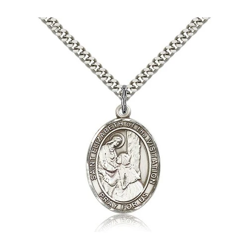 St. Elizabeth of the Visitation Pendant with Chain, Bliss, Sterling Silver
