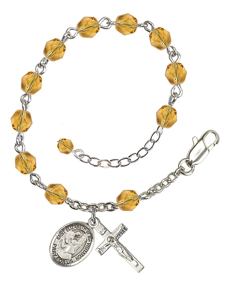 St. Elizabeth Of The Visitation Yellow November Rosary Bracelet 6mm