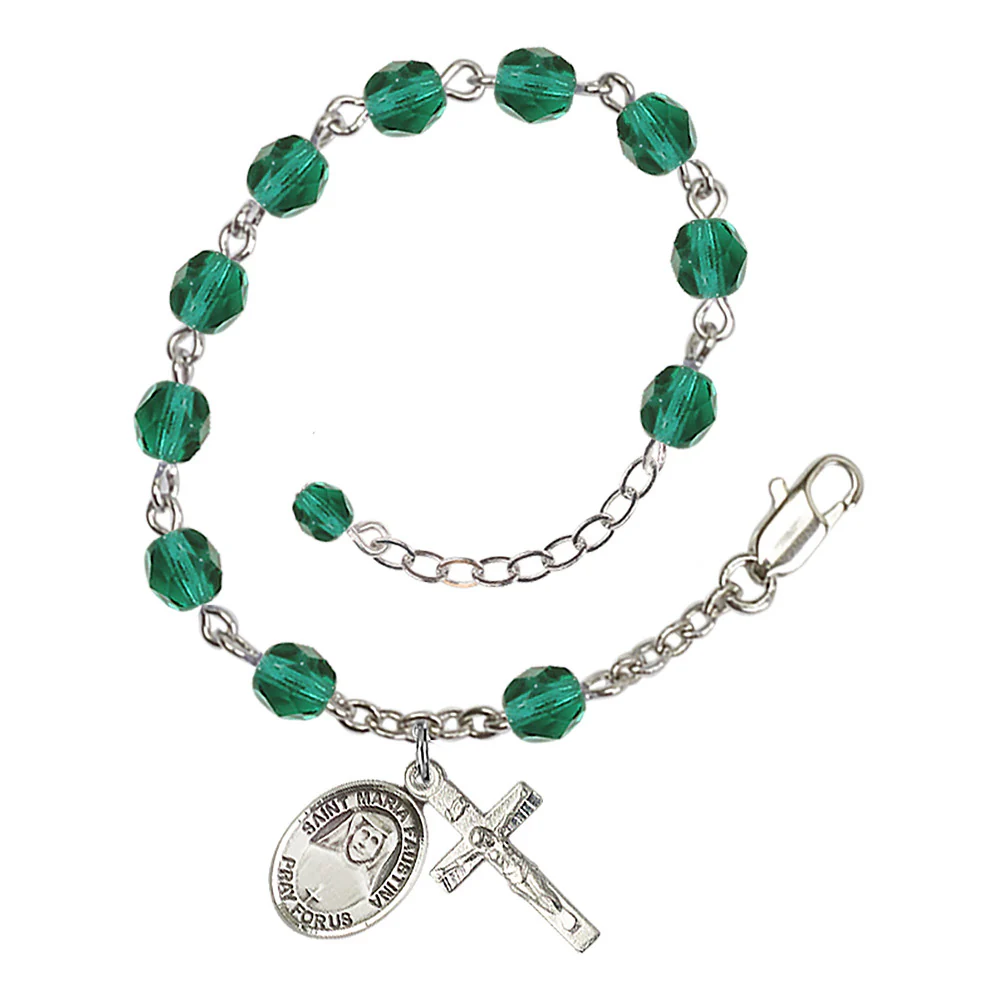 St. Faustina Crystal Birthstone Rosary Bracelet - Image 11