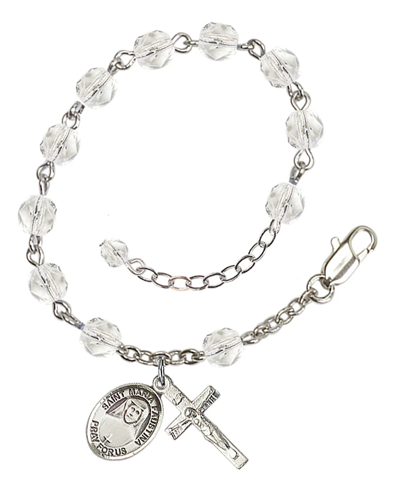 St. Faustina Crystal Birthstone Rosary Bracelet - Image 3