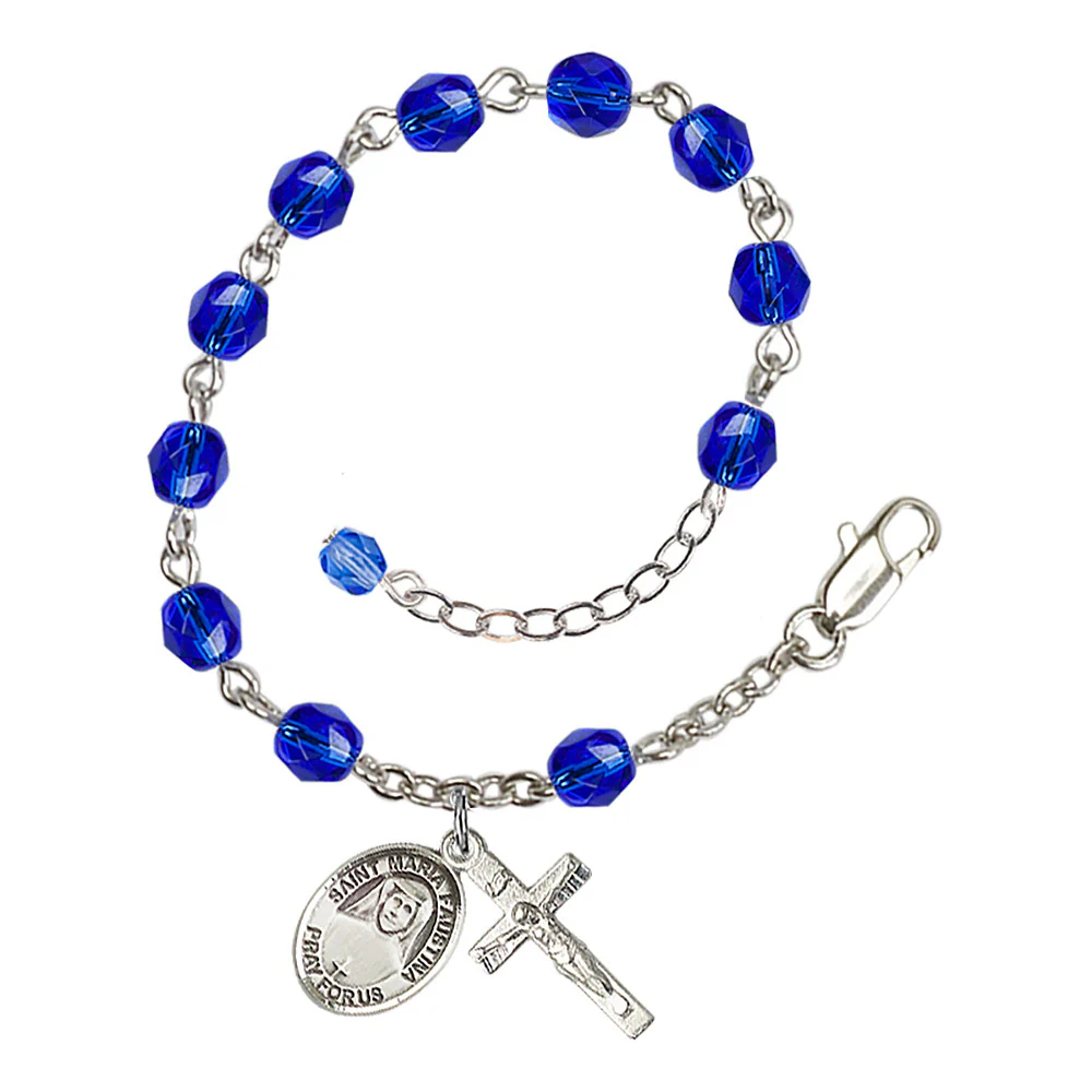 St. Faustina Crystal Birthstone Rosary Bracelet - Image 9