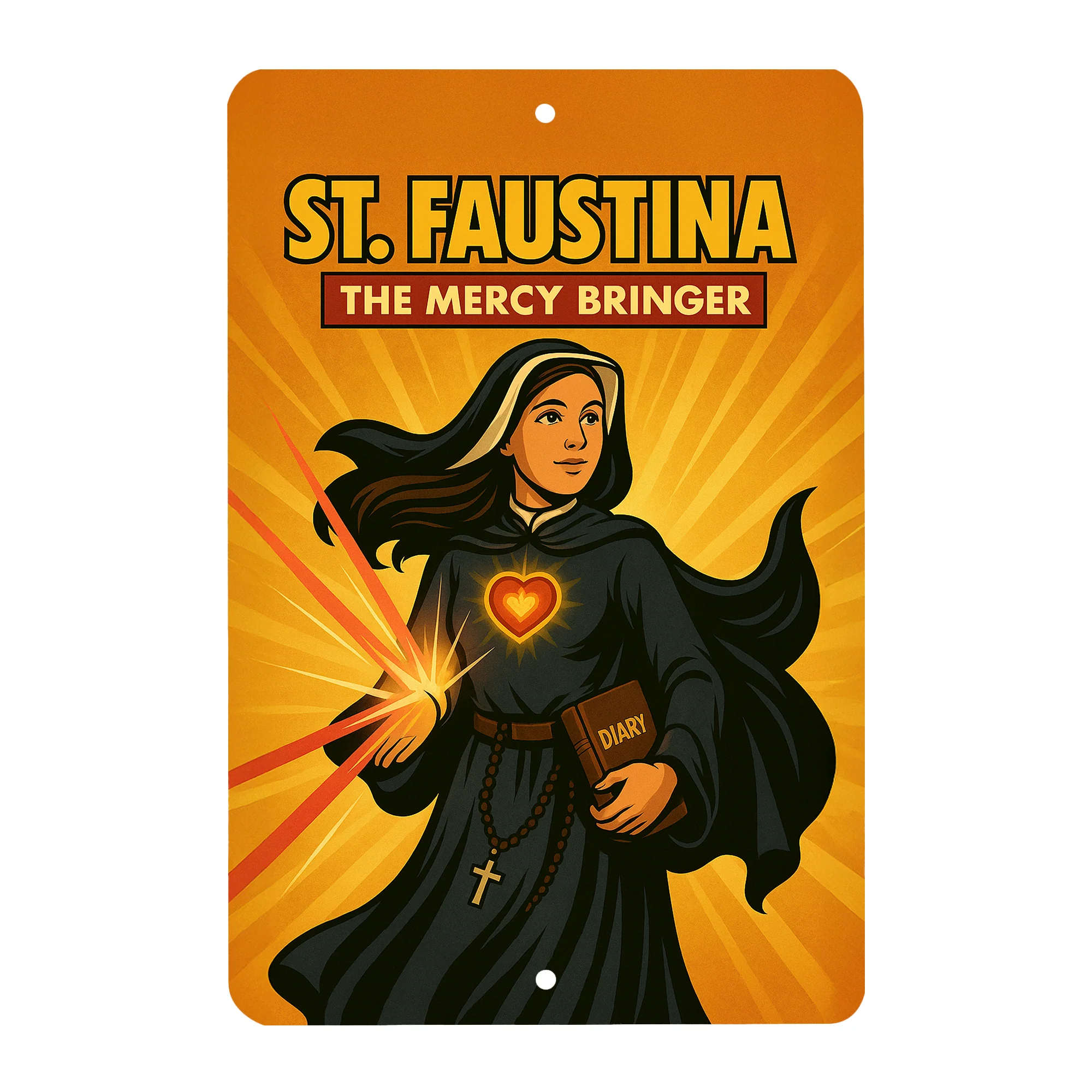 St. Faustina Superhero Tin Sign - Image 2