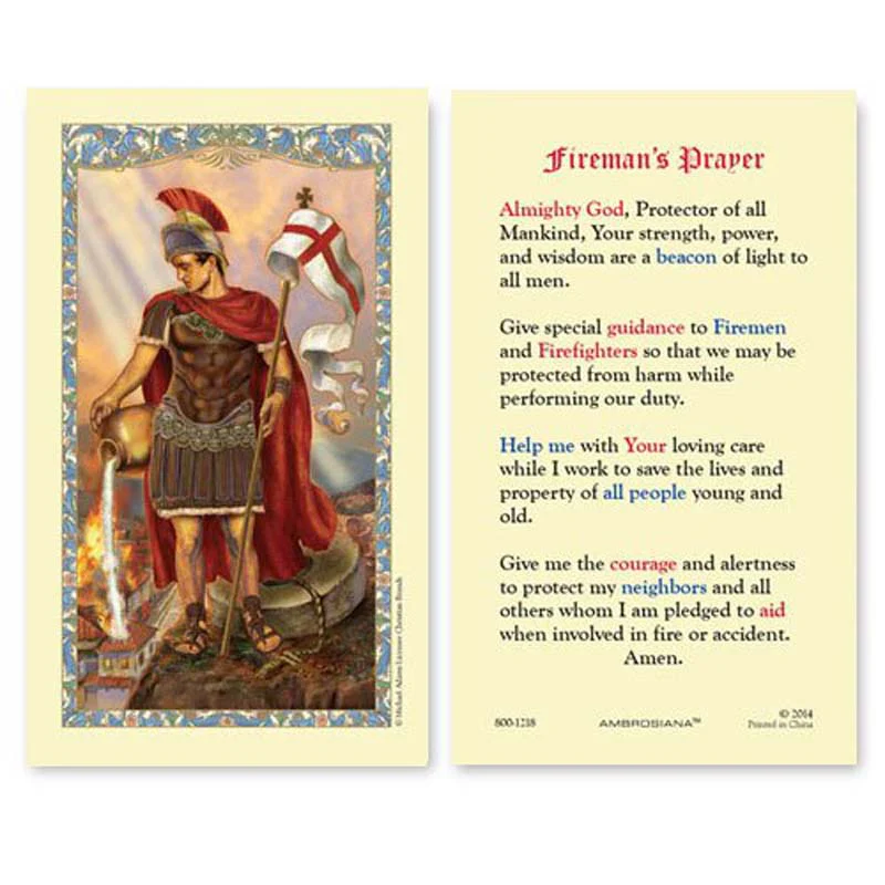 St. Florian Holy Card with Fireman's Prayer