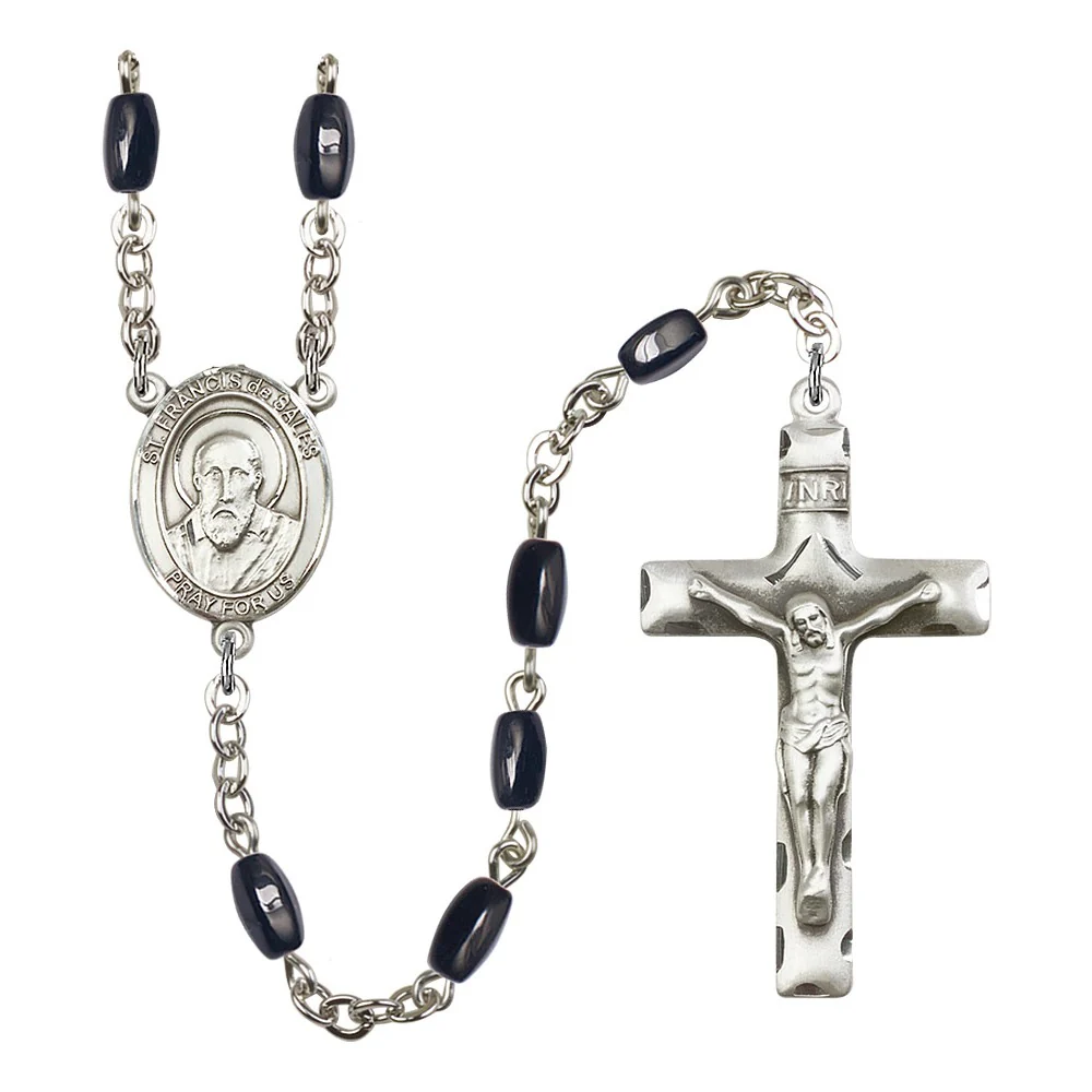 St. Francis De Sales 8X5mm Black Onyx Rosary