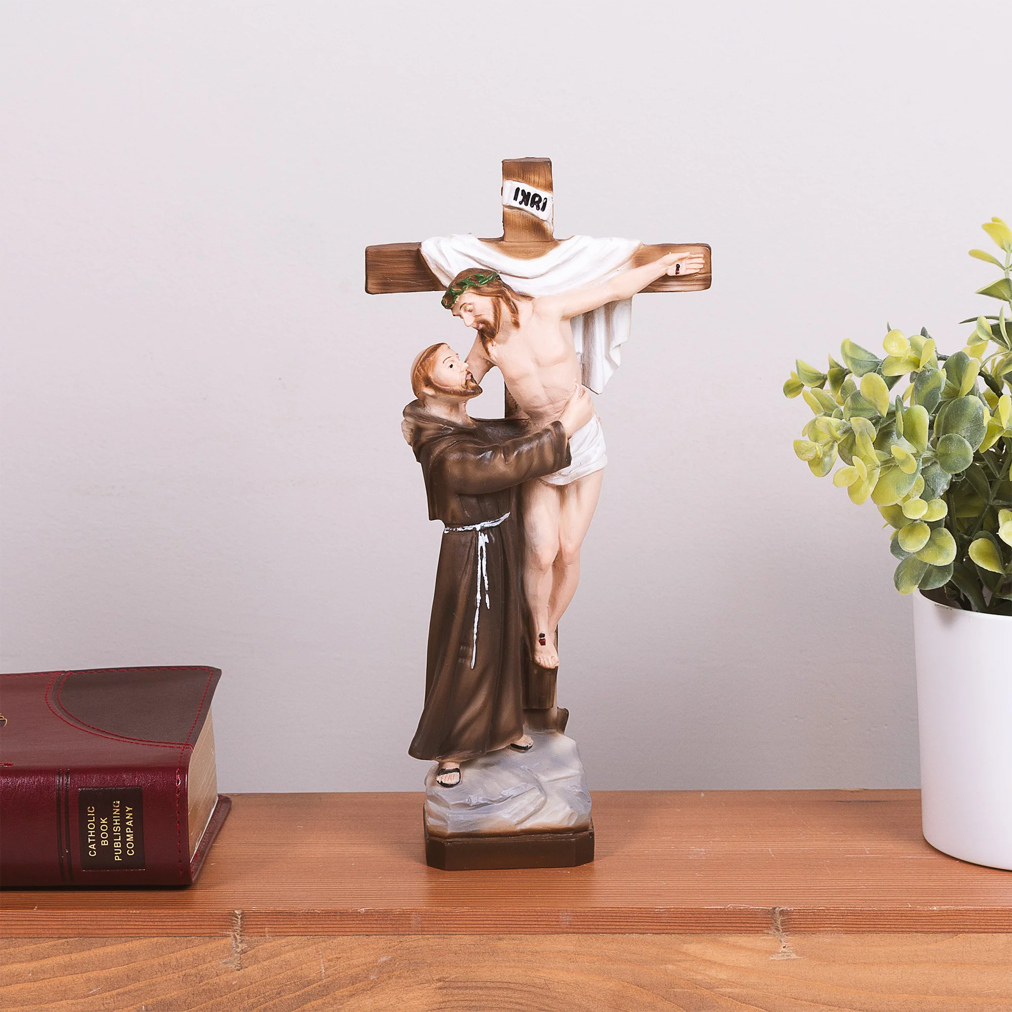 St. Francis Embracing Christ Statue - 10" - Image 2